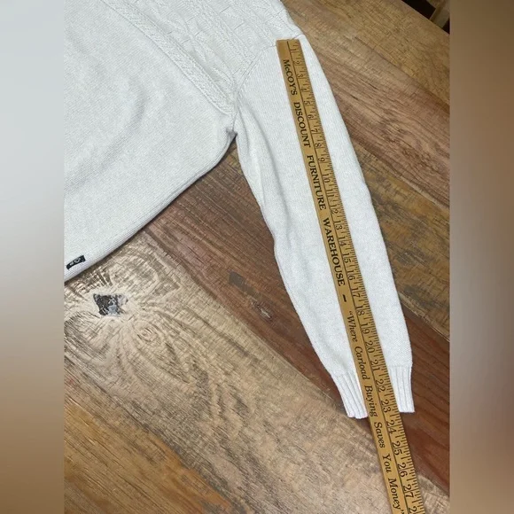 CHAPS size Large Cream Cotton  3-Button Mock Neck Pullover Sweater prep winter - Picture 7 of 12